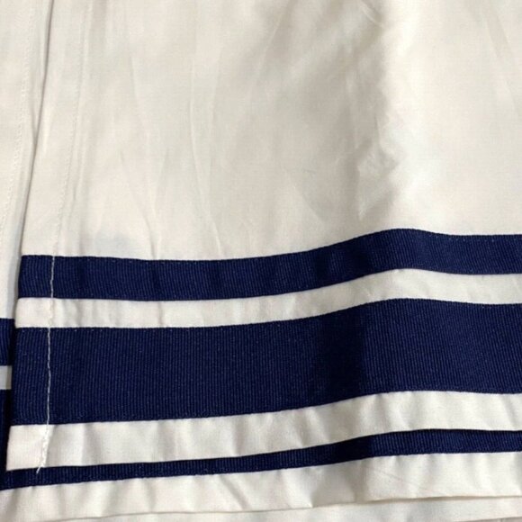 POTTERY BARN Kids Bed Skirt Crib Toddler Navy Blue 100% Cotton Ribbon Box Pleat - Picture 1 of 11